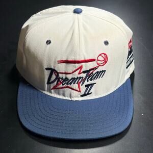 Vintage Rare AJD Dream Team II USA Basketball Hat White Snapback Preowned Mens